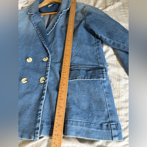 Black Tape women’s denim blazer jacket XL blue jean stretchy - Picture 8 of 11